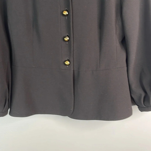 CABI Abbott Jacket Blazer Black Pleated Statement Balloon Sleeves Buttoned 4 - Picture 5 of 11